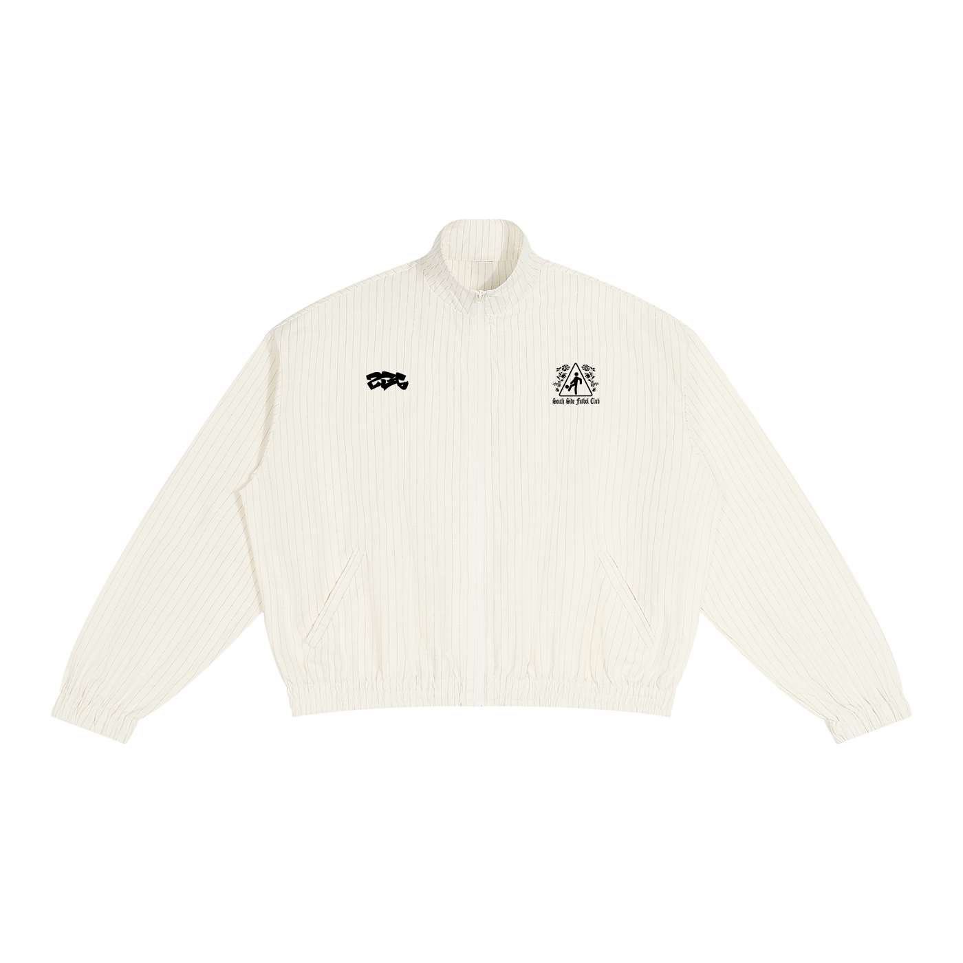 WHITE PINSTRIPE TRACK JACKET