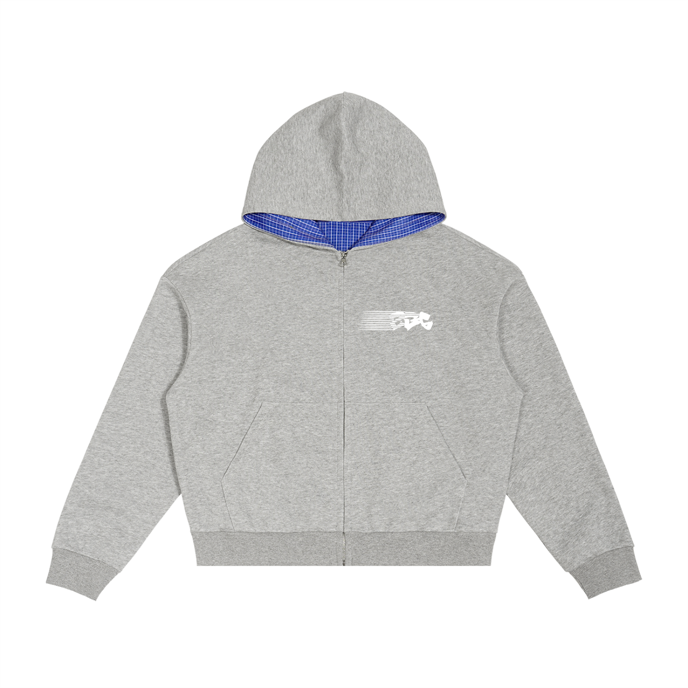 CONTRAST PLAID ZIP HOODIE