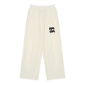 WHITE PINSTRIPE PLEATED TRACK PANTS