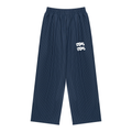 BLUE PINSTRIPE PLEATED TRACK PANTS