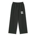BLACK PINSTRIPE PLEATED TRACK PANTS