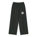 BLACK PINSTRIPE PLEATED TRACK PANTS